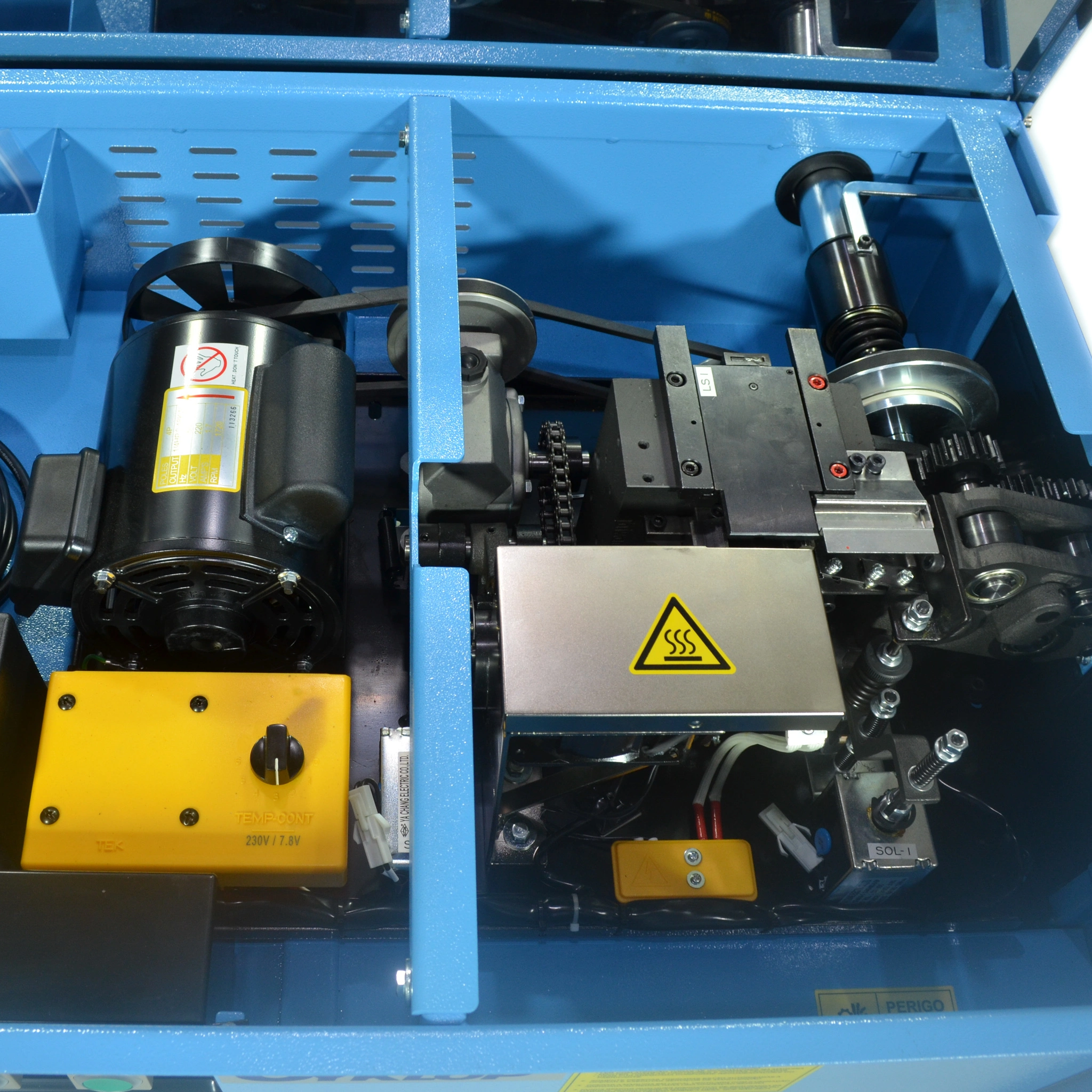 Mecanismo interno SP4 Cyklop Vista interna do mecanismo de selagem e tensionamento da máquina de arquear SP4 Cyklop