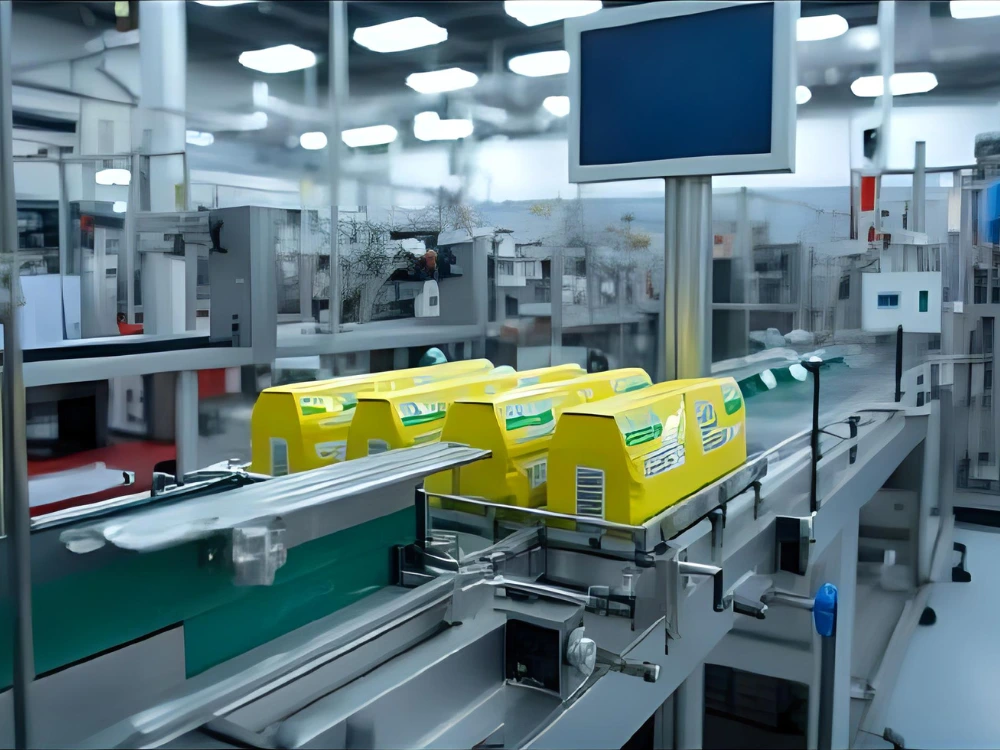 Máquinas automatizadas de embalagem em operação, destacando a busca das indústrias por eficiência e produtividade em 2025