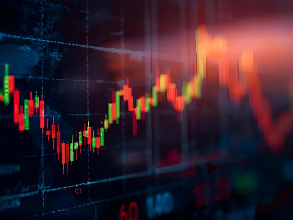 Painel de mercado financeiro mostrando cotação do dólar e cenário de estabilidade econômica