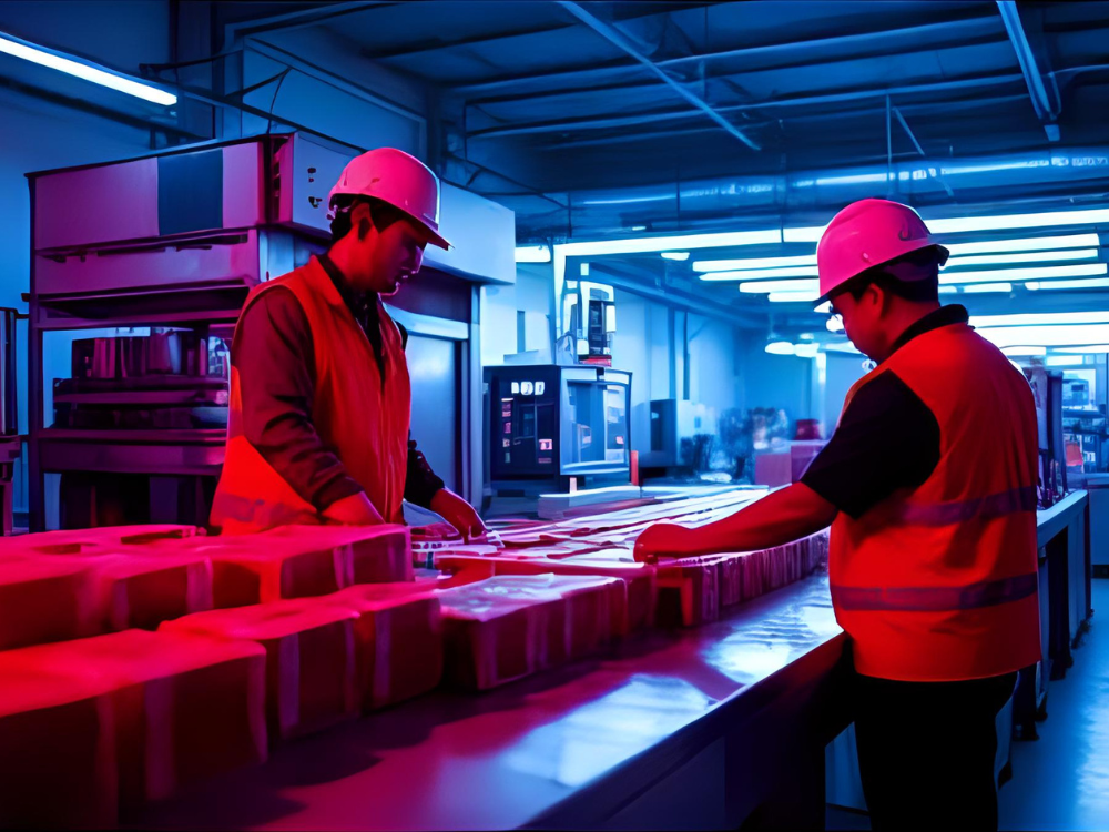 Trabalhadores monitorando máquinas industriais com foco nas exigências da NR12 na prática